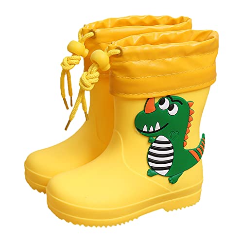 OBiQuzz Klassische Wasserdichte Regenstiefel PVC Gummi Wasserschuhe Regenstiefel Baby Cartoon Schuhe Silber (Yellow, 20（200）) von OBiQuzz