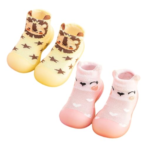 OBiQuzz Kleinkind Baby Mädchen Socke Schuh Elastische Indoor Slipper Infant Erste Cartoon Katzen Weiche Sohle Gummi Schuhe Badeschuhe Kinder 34 Jungs (Yellow, 18) von OBiQuzz