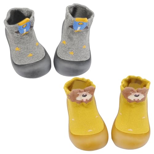 OBiQuzz Kleinkind Baby Mädchen Socke Schuh Elastische Indoor Slipper Infant Erste Cartoon Katzen Weiche Sohle Gummi Schuhe Sportschuhe Junge 25 (Yellow, 18) von OBiQuzz