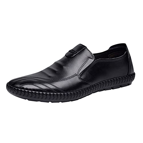 OBiQuzz Lederschuhe im klassischen Stil für Herren zum Hineinschlüpfen aus PU- mit niedriger Gummisohle und Blockabsatz Herren Schuhe Business (Black, 41) von OBiQuzz