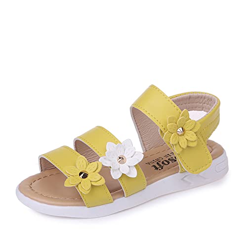 OBiQuzz Mädchen Kleinkind Gummi Sandalen rutschfeste Sandalen Kinder Blume Schuhe Baby Schuhe Lauflernschuhe Hausschuhe (Yellow, 11-11.5Years) von OBiQuzz