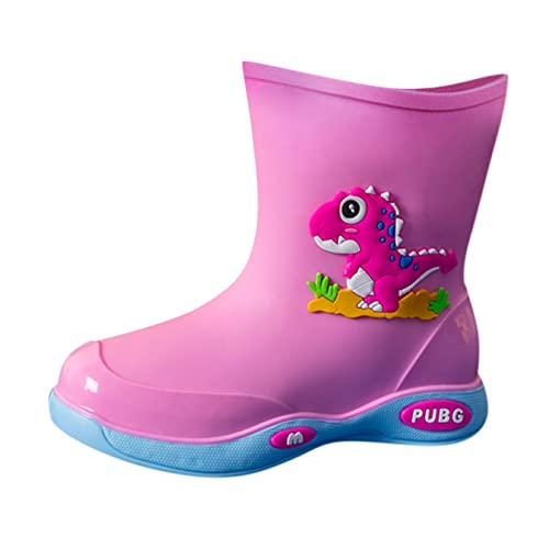 OBiQuzz Mädchen Regenstiefel Regen Kinder Gummi Baby Cartoon Schuhe Rutschfeste Stiefel Warm Kinder (Pink, 17) von OBiQuzz