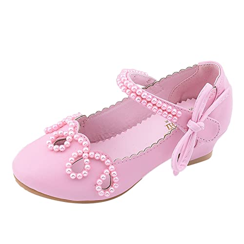 OBiQuzz Performance Tanzschuhe für Mädchen Kinderschuhe Perle Strass glänzende Kinder Prinzessin Schuhe Baby Mädchen Schuhe für Party und Hochzeit Sandalen Kinder 25 (Pink, 34) von OBiQuzz