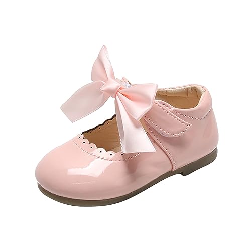 OBiQuzz Sommer- und Herbstmädchenstiefel, niedlich, flach, einfarbig, runder, Band, Schleife, Hakenschlaufe Sandalen Größe 25 (Pink, 19 Infant) von OBiQuzz