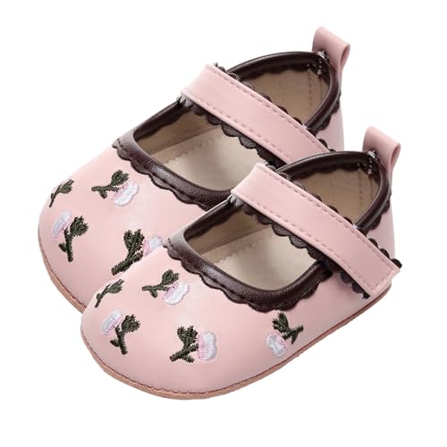 OBiQuzz Taufschuhe Mädchen Baby - Sommerschuhe Blumenmotiv Barfussschuhe Geschlossene Krabbelschuhe Prinzessin Kindersandalen Flache Outdoorsandalen Kleinkind Barfussschuhe Bequem Freizeitschuhe von OBiQuzz