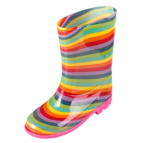 Regenstiefel Kinder Gummistiefel Rutschfeste Regenschuhe Halbschaft Regen Stiefel Rain Boots Wasserdichte Kinderschuhe Regenbogen Kinderstiefel Frühling Sommer Stiefeletten Bootschuhe 5-12 Jahre von OBiQuzz