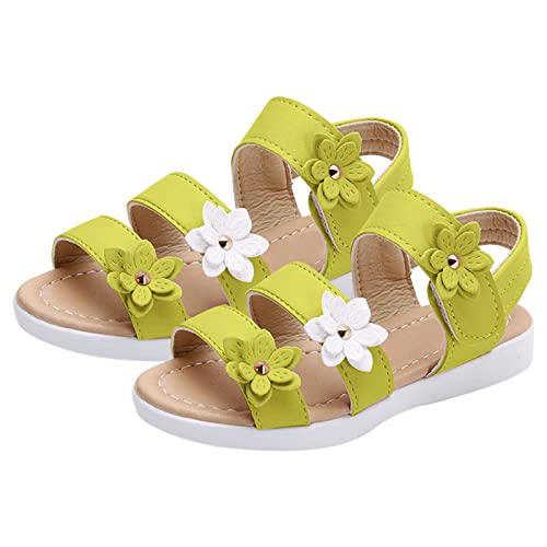 Sandalen Kinder Mädchen - Strandsandalen Mit Blumen Lederoptik Sommersandalen Hollow Out Freizeitsandalen Peep Toe Schulschuhe Sportliche Barfussschuhe Flats Sportsandalen Turnschuhe von OBiQuzz