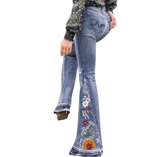 Schlaghose Damen Jeans Mit Blumen Elegant Stretch Jeanshose Bootcut Flared Hose Fashion Retro Skinny Slim Hosen Casual Hohe Taille Breite Jeans Mode Weites Bein Retro Stil Denim Pants 70Er Party Schlaghose Damen Jeans Mit Blumen Elegant Stretch Jeanshose Bootcut Flared Hose Fashion Retro Skinny Slim Hosen Casual Hohe Taille Breite Jeans Mode Weites Bein Retro Stil Denim Pants 70Er Party von OBiQuzz