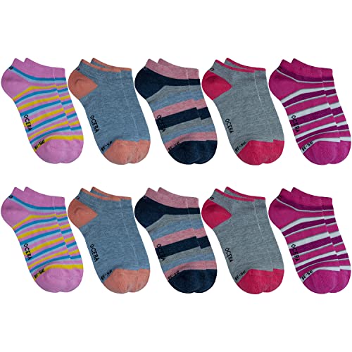 OCERA 10 Paar Kinder Sneaker Socken für Mädchen im Farbmix Gr. 23/26 von OCERA