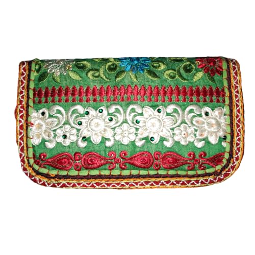 OCR INTERNATIONAL Boho-Münzgeldbörse, handgefertigt, klein, bestickt, Clutch-Tasche für Damen, mehrfarbig P5, Mehrfarbig, Small, Beutel von OCR INTERNATIONAL