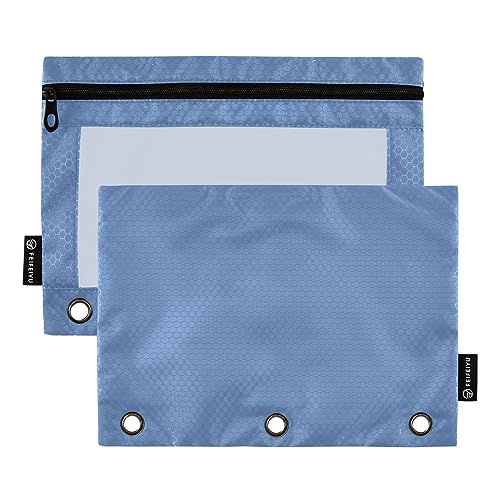 Blasses Jeansblaues Binderbeutel, 2 Stück Reißverschlusstasche für 3-Ringbücher mit verstärkten Ösen von ODAWA