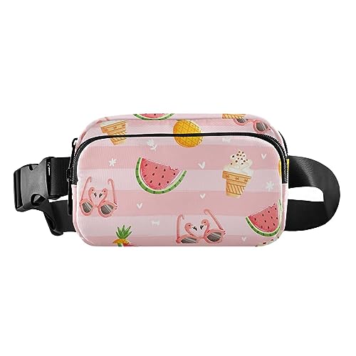 Gürteltasche mit Marmor-Textur, Bauchtaschen für Damen und Herren, leichte Crossbody-Taschen mit verstellbarem Riemen, Rosa Sommer Wassermelone von ODAWA