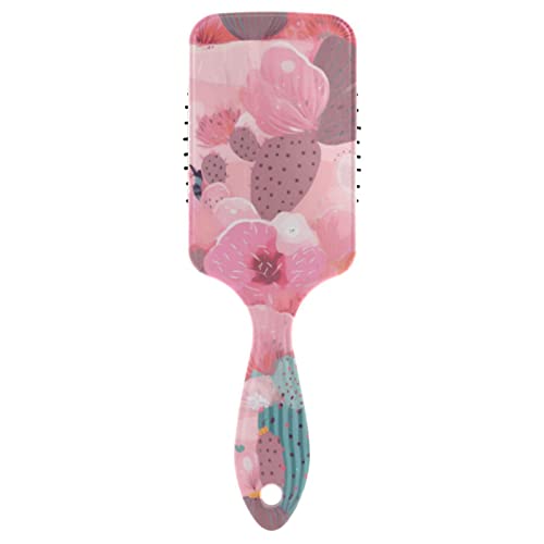 Kaktuspflanze auf rosa Hintergrund, Entwirrer-Haarbürste, nass und trocken, Entwirrer, Paddel-Haarbürste für Damen und Herren von ODAWA