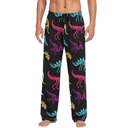 ODAWA Pyjamahose für Herren, Gamer-Muster, Schlaf-Lounge-Hose mit Taschen, lange PJ-Hose, Dinosaurier Skelette, XX-Large von ODAWA