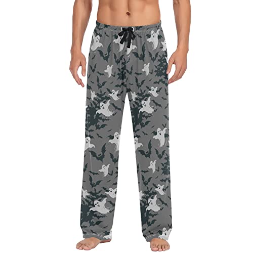 ODAWA Pyjamahose für Herren, Herbsternte, Schlaf-Lounge-Hose mit Taschen, lange PJ Hose, Fliegende Fledermäuse für Halloween, XX-Large von ODAWA