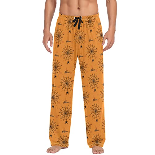 ODAWA Pyjamahose für Herren, Herbsternte, Schlaf-Lounge-Hose mit Taschen, lange PJ Hose, Happy Halloween Pattern01, Medium von ODAWA