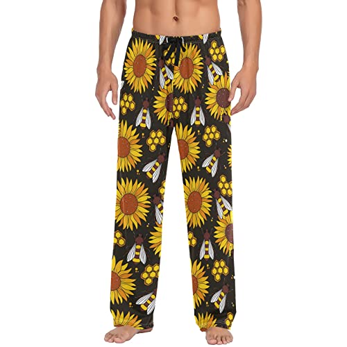 ODAWA Pyjamahose für Herren, Sugar Skull Sleep Lounge Hose mit Taschen, lange PJ Hose, Wabenblumen, X-Large von ODAWA