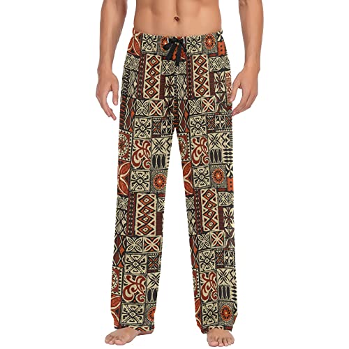 ODAWA Pyjamahose für Herren, hawaiianisch, Tribal-Schlafhose, mit Taschen, lange PJ Hose, Hawaiianisches Tribal, X-Large von ODAWA