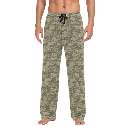 ODAWA Pyjamahose für Herren, traditioneller Stil, Schlaf-Loungehose mit Taschen, lange PJ-Hose, Digitale Tarnung, XL von ODAWA