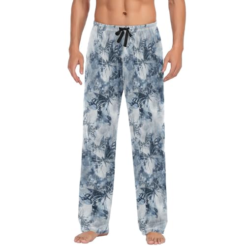 ODAWA Pyjamahose für Herren, trendige, illustrierte Schlafloungehose mit Taschen, lange Pyjamahose, Batik-Design, Large von ODAWA