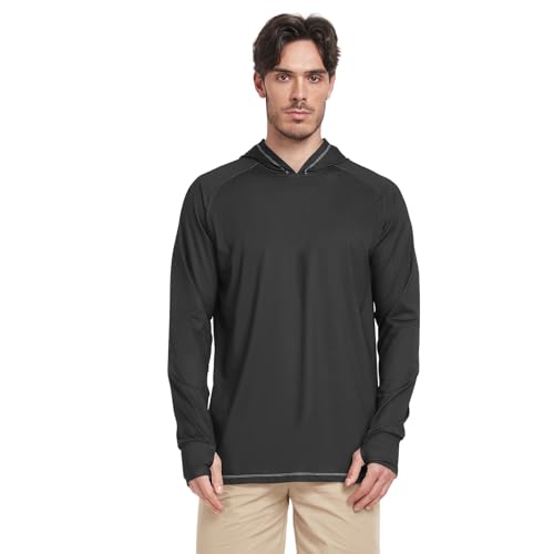 ODAWA Seashell Sonnenschutz-Shirts für Herren, Sonnenschutz, LSF, Schwimm-Shirt, Angelshirt, kühlender Hoodie, Schwarz, Medium ODAWA Seashell Sonnenschutz-Shirts für Herren, Sonnenschutz, LSF, Schwimm-Shirt, Angelshirt, kühlender Hoodie, Schwarz, Medium von ODAWA