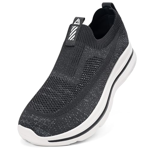 ODCKOI Herren Slip on Sneakers Mesh Atmungsaktiv Laufschuhe Bequem Turnschuhe Outdoor Fitness Sportschuhe Leichtgewichts Straßenlaufschuhe-HEIHUI-45 von ODCKOI