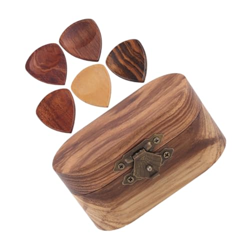 OFFSCH 1 Satz Plektrumkoffer Zubehör Plektrumbehälter Gitarre Dickes Plektrum Ukulele Pick Storage Organizer hölzern Aufbewahrungskiste Veranstalter wählen 6-teiliges Set Zebraholz von OFFSCH