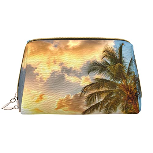 OGNOT Indianer-Kulturbeutel, Reise-Organizer für Männer und Frauen, leichte Leder-Make-up-Tasche, große Kosmetiktasche, Sonnenuntergang Hawaii Palme, Einheitsgröße von OGNOT