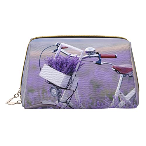 OGNOT Kulturbeutel mit Tannenzapfen, Reise-Organizer für Männer und Frauen, leichte Leder-Make-up-Tasche, kleine Kosmetiktasche, Lavender Field Retro Bike Landwirtschaft, Einheitsgröße von OGNOT