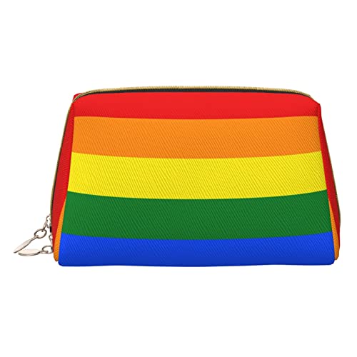 OGNOT Kulturbeutel mit Tannenzapfen, Reise-Organizer für Männer und Frauen, leichte Leder-Make-up-Tasche, kleine Kosmetiktasche, Regenbogen, Einheitsgröße von OGNOT