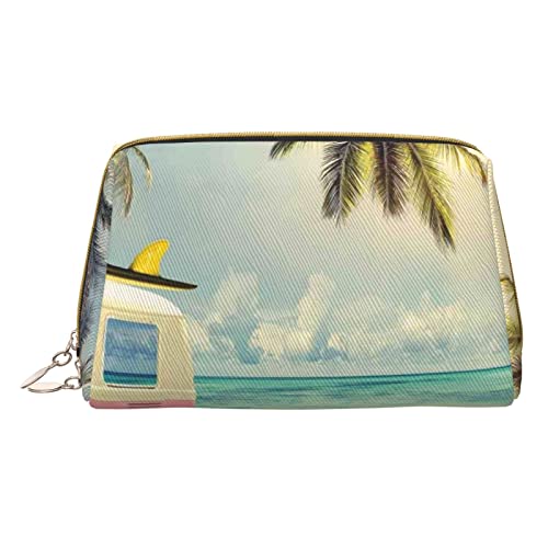 OGNOT Kulturtasche für Männer und Frauen, leichte Leder-Make-up-Tasche für Bus, Strand, Kulturbeutel, kleine Kosmetiktasche, Strandszene, Einheitsgröße von OGNOT