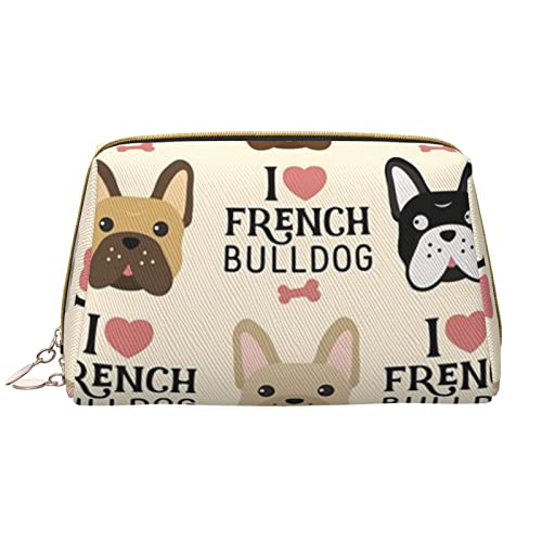 OGNOT Niagara Falls Kulturbeutel, Reise-Organizer für Männer und Frauen, leichte Leder-Make-up-Tasche, große Kosmetiktasche, I love French Bulldog, Einheitsgröße von OGNOT