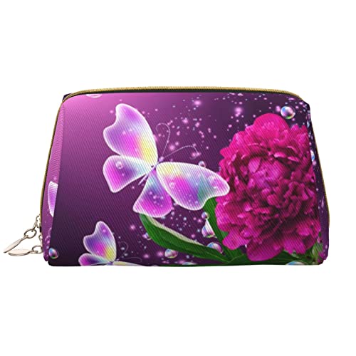 OGNOT Rocky Mountains Kulturbeutel, Reise-Organizer für Männer und Frauen, leichte Leder-Make-up-Tasche, große Kosmetiktasche, Schöner violetter Schmetterling mit Blumenmuster, Einheitsgröße von OGNOT