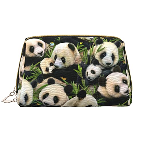 OGNOT Sonnenblumenfeld-Kulturbeutel, Reise-Organizer für Männer und Frauen, leichte Leder-Make-up-Tasche, große Kosmetiktasche, Panda, Einheitsgröße von OGNOT