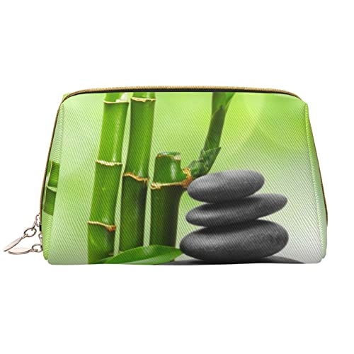 OGNOT Zen Design Schmetterling Kulturbeutel Reiseorganizer für Männer und Frauen, leichte Leder-Make-up-Tasche, große Kosmetiktasche, Stein-Bambus, Einheitsgröße von OGNOT