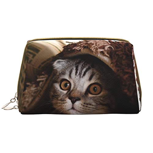 Otter Kulturbeutel, Reise-Organizer für Männer und Frauen, leichte Leder-Make-up-Tasche, große Kosmetiktasche, Katzen-Unterdecke, One Size von OGNOT