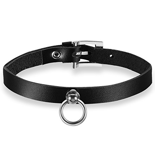 OIDEA Damen Leder Choker Halsband: Echt Lederhalsband Sexy Punk Rock einstellbar Kostüm Party Alltag für Frauen Mädchen von OIDEA