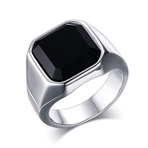 OIDEA Herren Ring Achat Schwarz: Vintage Siegelring Stein Biker Rock Edelstahlring Viking Herrenring Wikinger Schmuck Geschenk für Männer Frauen Unisex Größe 62 von OIDEA