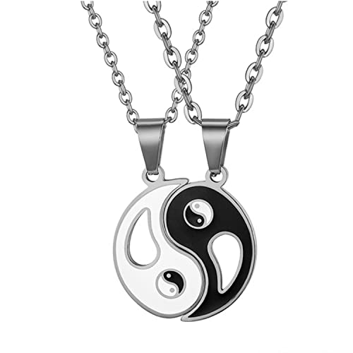 OIDEA Paar Halskette Yin Yang Anhänger Personalisiert, 2 Stück Puzzle Pärchen Kette aus Edelstahl mit Tai Chi Anhänger für Herren Damen Geschenk für Partner Paare Freund von OIDEA