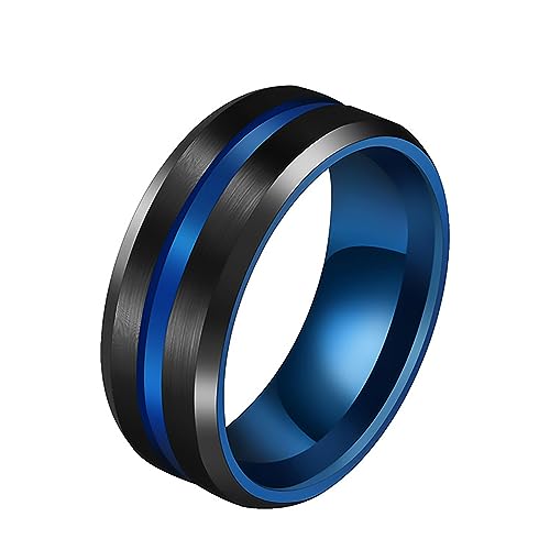 OIDEA Herren Verlohbungsring Schwarz Blau: Klassisch Modern Hochzeitsring Partnerringe für Herren Geschenk in Weihnachtstag Valentingstag, Größe 65 (20.7) von OIDEA