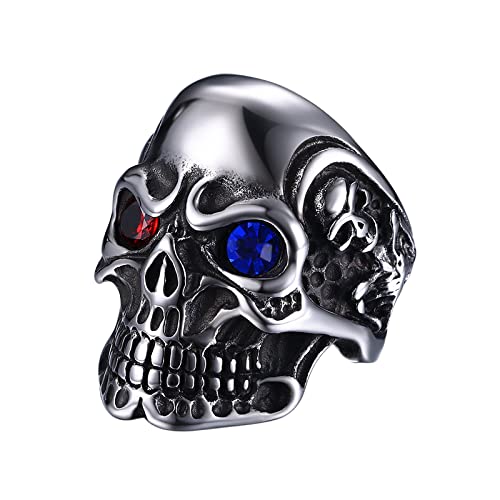 OIDEA Herrn/Damen Ringe Rot mit Skull-Persönlichkeit aus hochwertige Edelstahl Totenkopf Gotik Punk Rock Stil 57 (18.1) von OIDEA