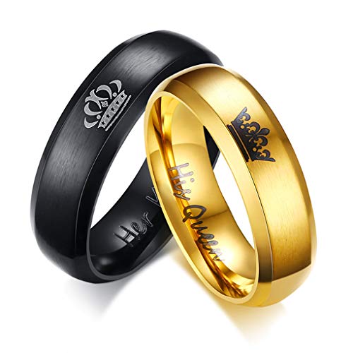 OIDEA Paar Ring Herren Gold: Herren Partnerring aus Edelstahl mit Gravur His Queen Her King Krone Eheringe Trauringe Geschenk für Männer Größe 57 von OIDEA