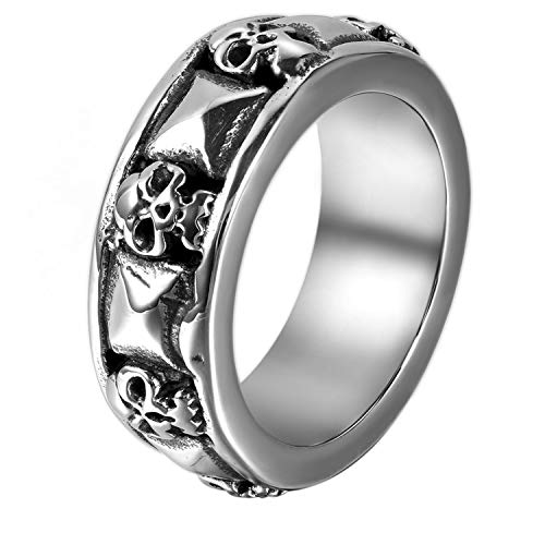 OIDEA Personalisiert Band Ringe Herren Skull Punk, Schwarz, Ringgröße 57 (18.1) von OIDEA