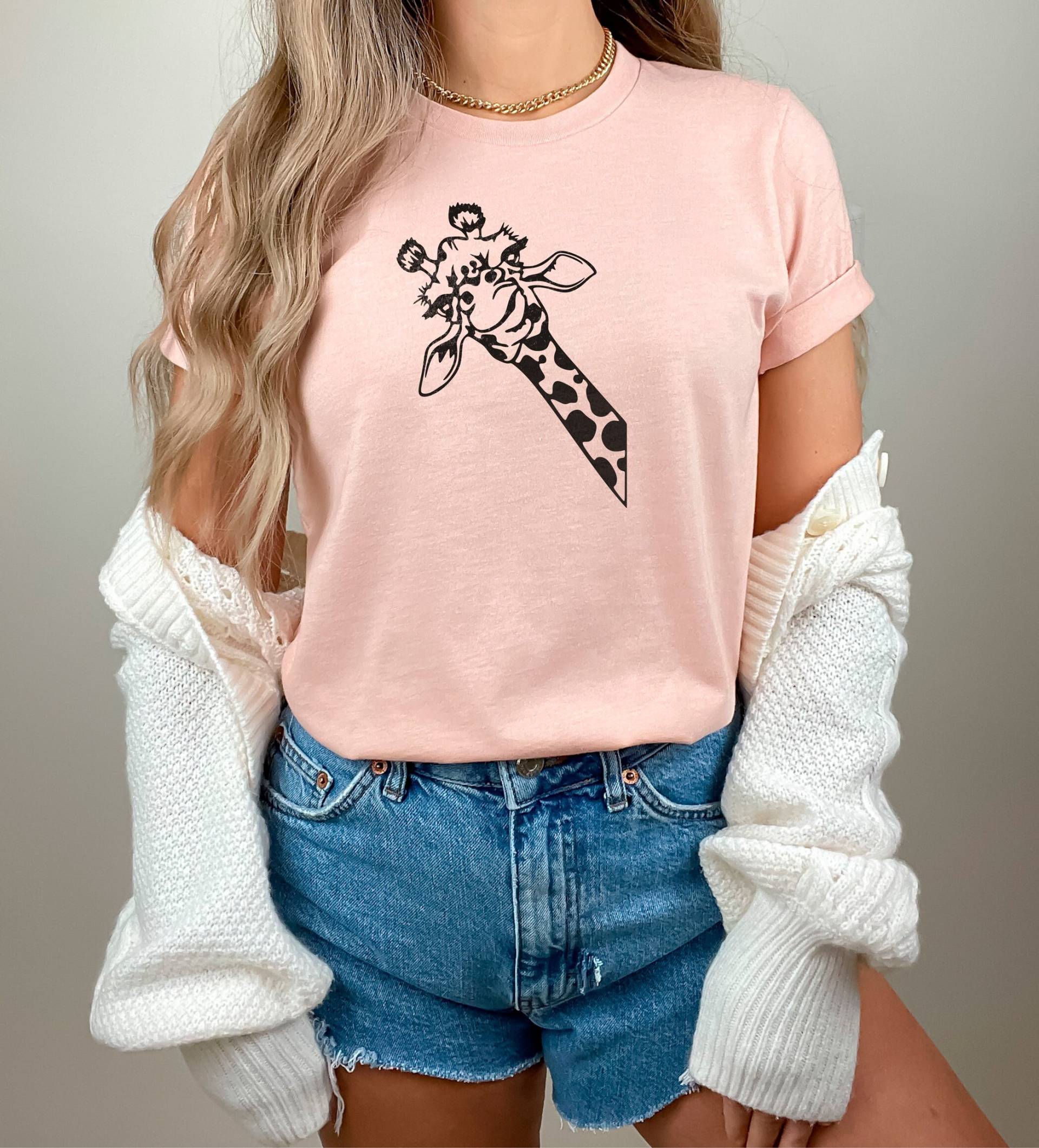 Giraffen Shirt, Lustiges Spähen Giraffe Zoo Liebhaber Crew Frauen Kinder von OJEYAPPAREL