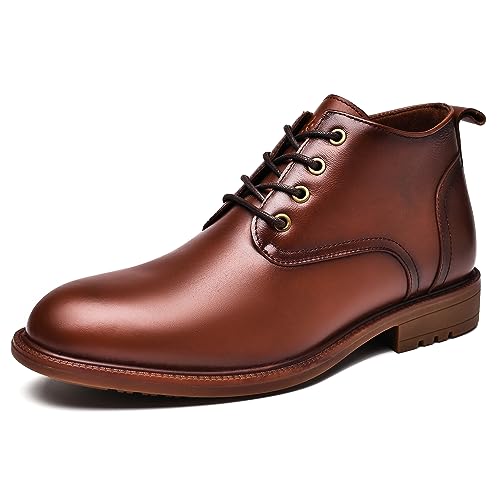 Herren Oxford Kleid Stiefel Mid-Top Vintage Business Stiefelette für Männer Braun, Braun(235), 42.5 EU von OKKO