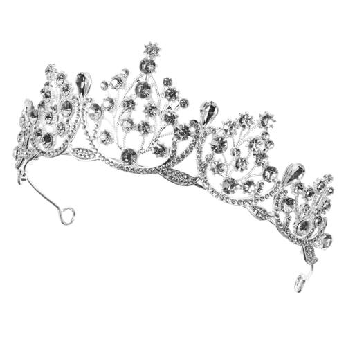 OKUMEYR Braut-Tiara Tiara Mädchen Stirnbänder Hochzeit Kopfschmuck Braut Kopfschmuck Tiaras Für Frauen Zinklegierung Strass Silber Braut Vintage Stirnband Braut Kopfschmuck von OKUMEYR