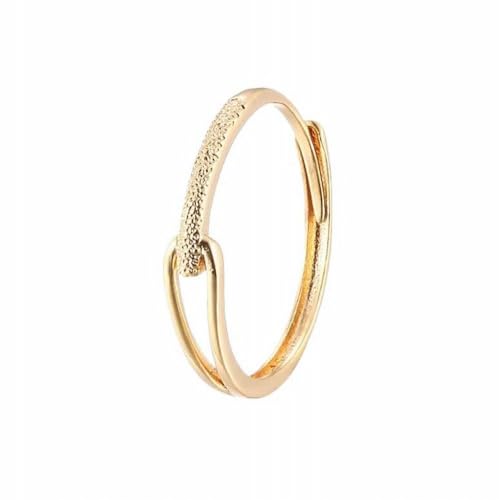 OLLWBYDM Glänzende Welle Sparkling Fine Circle Plain Ring Einfache Französische Matte Textur Knot Ring Feel, Gold, Einheitsgröße von OLLWBYDM