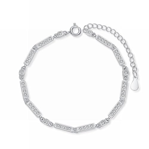 OLLWBYDM Süße und Personalisierte Diamant Funkelnde Zirkon Armband, Einfache Volldiamant Armband, Kupfer Eingelegt Zirkon Stil Geometrie, Weiß, Einheitsgröße von OLLWBYDM