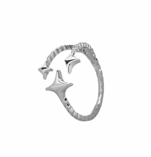 OLLWBYDM Vier Spitze Stern Ring Personalisierte Flowing Star Open Ring Lernen Meteor Ring, Weiß, Einheitsgröße von OLLWBYDM