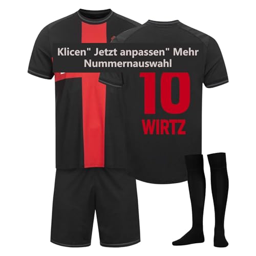 OLTBTMXWN Leverkusen Trikot 23/24, Hause/Auswärts Fußball Trikots Shorts Socken Set für Kinder/Erwachsene, Nr.4 TAH Nr.10 Wirtz, Nr.22 Boniface, Nr.34 XHAKA,Fussball Trikot (20,NO.10) von OLTBTMXWN